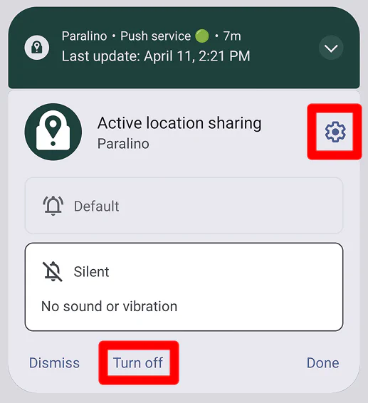 Notification options