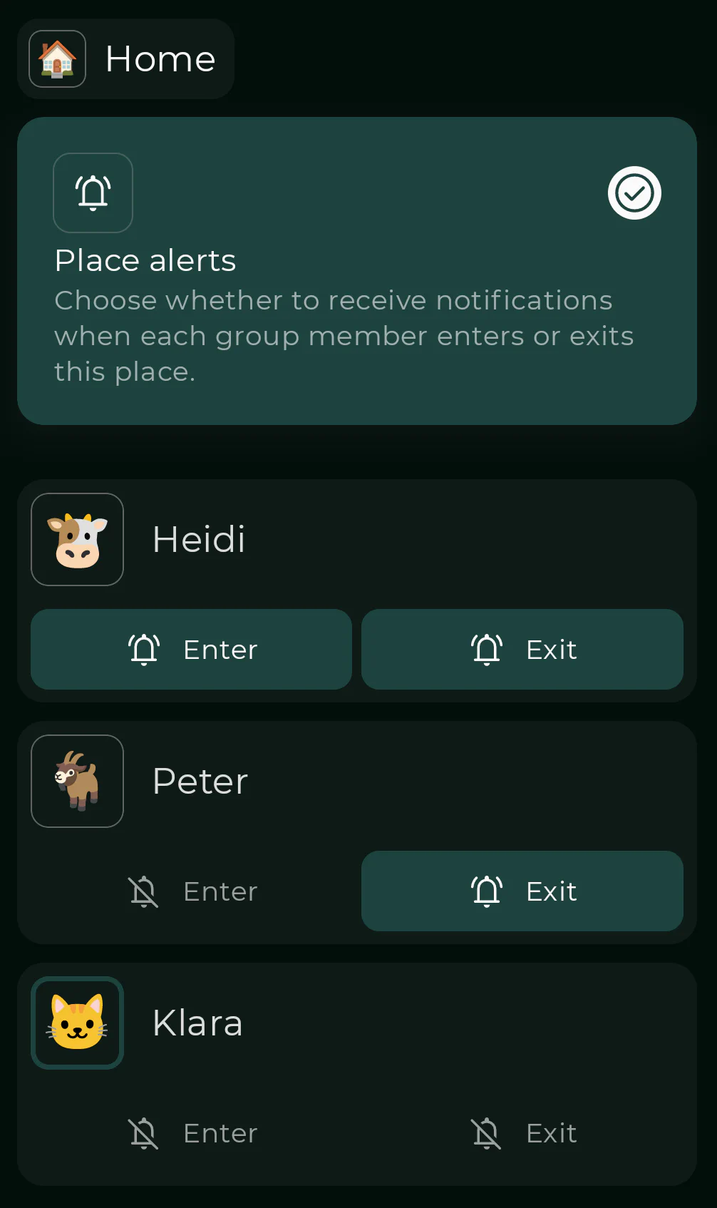 Place notifications