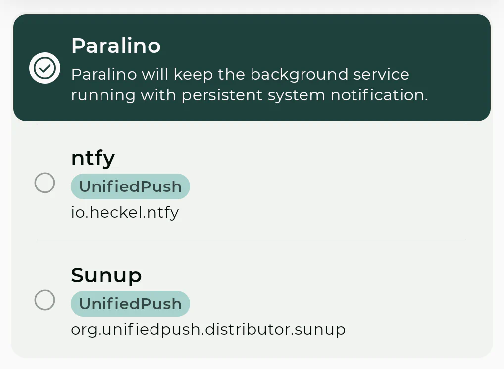 UnifiedPush provider selection